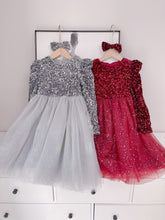 Load image into Gallery viewer, Free Hair Accessories Plush Sequin Dress Girl's Long Sleeve Puffy Dress Fairy Princess Dress