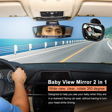 Load image into Gallery viewer, 2 in 1 Mini Safety Car Back Seat Baby View Mirror Adjustable Baby Rear Convex Mirror Car Baby Kids Monitor