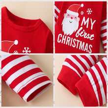 Load image into Gallery viewer, Baby Girls Clothes Sets My First Christmas Deer Stripe Print Outfits Xmas Romper+Hat+Pant Suit Fashion Kid Boy Clothing Set 3PCS