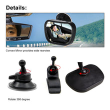 Load image into Gallery viewer, 2 in 1 Mini Safety Car Back Seat Baby View Mirror Adjustable Baby Rear Convex Mirror Car Baby Kids Monitor
