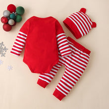 Load image into Gallery viewer, Baby Girls Clothes Sets My First Christmas Deer Stripe Print Outfits Xmas Romper+Hat+Pant Suit Fashion Kid Boy Clothing Set 3PCS