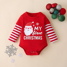 Load image into Gallery viewer, Baby Girls Clothes Sets My First Christmas Deer Stripe Print Outfits Xmas Romper+Hat+Pant Suit Fashion Kid Boy Clothing Set 3PCS