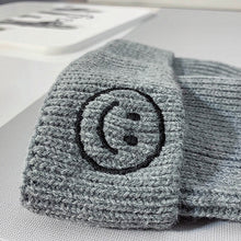 Load image into Gallery viewer, Baby Hat Solid Color Boy Girl Cartoon Smile Embroidery Winter Kids Knitted Hats Children  Warm Beanies Child Caps For Babies