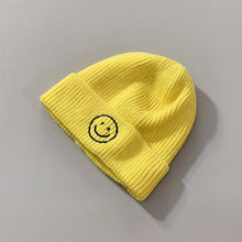 Load image into Gallery viewer, Baby Hat Solid Color Boy Girl Cartoon Smile Embroidery Winter Kids Knitted Hats Children  Warm Beanies Child Caps For Babies