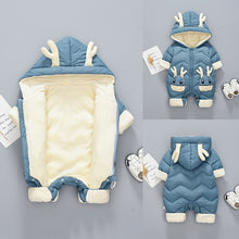 Load image into Gallery viewer, OLEKID 2020 Baby Winter Snowsuit Plus Velvet Thick Baby Boys Jumpsuit 0-2 Years Newborn Romper Baby Girls Overalls Toddler Coat