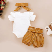 Load image into Gallery viewer, Summer Baby Girl Clothes Newborn Girls Letter Print Romper Bodysuit+Dot Pants+headband Outfits 3-18 Months Clothing