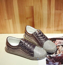 Load image into Gallery viewer, Sneakers Women Flats Golden Silver Shoes Rhinestone Bling Casual Shoes Korean Luxury Creepers Superstar Shoes Streetwear