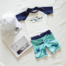 Load image into Gallery viewer, Baby 3pcs/set Boys Swimming Suits Beachwear Swimsuit Kids Boys Swim Caps Shirts Pants