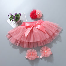 Load image into Gallery viewer, Baby girl tutu skirt 2pcs tulle lace bloomers diaper cover Newborn infant outfits  Mauv headband flower set Baby mesh bloomer