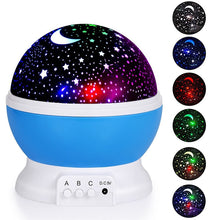 Load image into Gallery viewer, LED Projector Star Moon Night Light Sky Rotating Operated Nightlight Lamp For Children Kids Baby Bedroom Nursery Christmas Gift