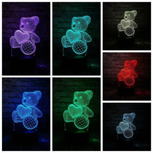 Load image into Gallery viewer, Baby Teddy Bear Hold Love Heart Balloon 3D USB LED Lamp Table Night Light Home Room Decor Kids Toy Christmas Gift Beside