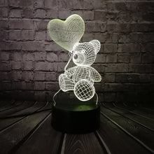 Load image into Gallery viewer, Baby Teddy Bear Hold Love Heart Balloon 3D USB LED Lamp Table Night Light Home Room Decor Kids Toy Christmas Gift Beside