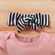 Load image into Gallery viewer, Toddler Infant Baby Girls Stripe Outfits Children Girl Romper Bowknot Shorts Headbands Set Summer Kids Set Baby Kleding Meisje