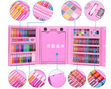 Load image into Gallery viewer, 208-Piece with Easel Children's Painting Set. Watercolor Pen Brush. Art Learning Supplies Stationery Set