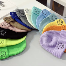 Load image into Gallery viewer, Baby Hat Solid Color Boy Girl Cartoon Smile Embroidery Winter Kids Knitted Hats Children  Warm Beanies Child Caps For Babies