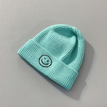 Load image into Gallery viewer, Baby Hat Solid Color Boy Girl Cartoon Smile Embroidery Winter Kids Knitted Hats Children  Warm Beanies Child Caps For Babies
