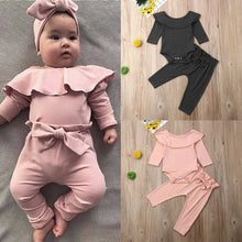 Load image into Gallery viewer, 2PCS Toddler Kids Baby Girls Ruffle Bodysuit Romper Tops Pants Winter Outfits Clothes