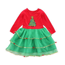 Load image into Gallery viewer, New Baby Girl Clothes Dress For Girls Autumn Christmas Tree Print Holiday Children Clothing Party Tulle Kids Costume New Year