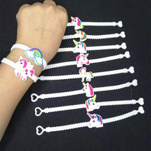 Load image into Gallery viewer, 10pcs Unicorn Party Decoration Rubber Bangle Bracelet Unicorn Birthday Party Decorations Kids Gifts Baby Shower Unicornio Party