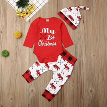 Load image into Gallery viewer, Lovely Baby Boy My First Christmas Letter Romper Kids T-Shirts Pant Newborn Hat Outfits Girl Xmas Set Autumn Clothing 2PCS Sets