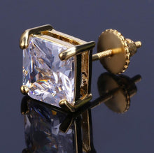 Load image into Gallery viewer, Hip Hop Bling Stud Earrings Gold/Silver Color Iced Out Micro Pave 8mm CZ Stone Lab D Earrings