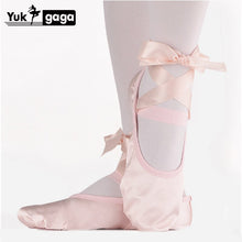 Load image into Gallery viewer, Ballet Dance Silk Dancing Shoes Pointe With Ribbon For Children Kids Girls Women Soft Flats Shoes Comfortable Fitness Slippers