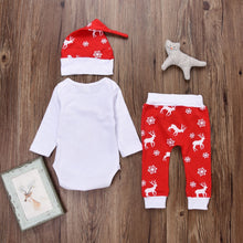 Load image into Gallery viewer, Toddler Kids Plus Size Clothes Sets Infant Baby Boys Girls Romper Letter Print Long Sleeve Tops Pants Christmas Deer Outfits Set