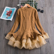 Load image into Gallery viewer, Winter Knitted Chiffon Girl Dress Christmas Party Long Sleeve Children Clothes Kids Dresses For Girls New Year Clothing