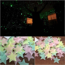 Load image into Gallery viewer, 100pcs 3D Stars Glow In The Dark Wall Stickers Luminous Fluorescent Wall Stickers For Kids Baby Room Bedroom Ceiling Home Decor