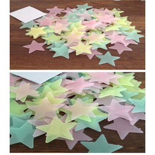 Load image into Gallery viewer, 100pcs 3D Stars Glow In The Dark Wall Stickers Luminous Fluorescent Wall Stickers For Kids Baby Room Bedroom Ceiling Home Decor