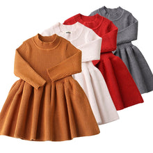 Load image into Gallery viewer, Baby Dresses For Girls Autumn Winter Long Sleeved Knit princess dress Lotus Leaf Collar Pocket Doll Dress Girls Baby Clothing