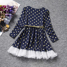 Load image into Gallery viewer, Dot Long Sleeve Dress For Girls Clothing Child Costume Baby Girl Clothing Teenager School Daily Wear Sashes Kids Casual Clothes