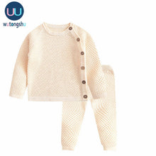 Load image into Gallery viewer, Baby Boy Girl Clothes Sets Spring Autumn Solid Newborn Baby Girl Clothing Long Sleeve Tops + Pants Outfits Casual Baby Pajamas