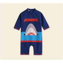 Load image into Gallery viewer, Swimwear Baby Kids Long Sleeve Blue Fish Baby Boy Swimwear Suits One Piece Swimsuit Baby Swimsuit Bathing Suits 80-130cm Baby