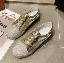 Load image into Gallery viewer, Sneakers Women Flats Golden Silver Shoes Rhinestone Bling Casual Shoes Korean Luxury Creepers Superstar Shoes Streetwear