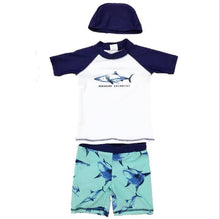 Load image into Gallery viewer, Baby 3pcs/set Boys Swimming Suits Beachwear Swimsuit Kids Boys Swim Caps Shirts Pants