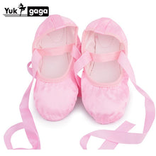 Load image into Gallery viewer, Ballet Dance Silk Dancing Shoes Pointe With Ribbon For Children Kids Girls Women Soft Flats Shoes Comfortable Fitness Slippers