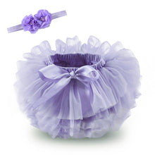 Load image into Gallery viewer, Baby girl tutu skirt 2pcs tulle lace bloomers diaper cover Newborn infant outfits  Mauv headband flower set Baby mesh bloomer