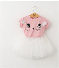 Load image into Gallery viewer, Kids Baby Girls Outfits Clothes Cat Print Short SleeveT-shirt Tops Tutu Dress 2Pcs Set 2-7Y