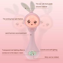Load image into Gallery viewer, Musical Flashing Baby Rattles Infant Bells Juguetes Rabbit Hand Bells Rattles Newborn Baby Toy Early Educational Baby Toys 0-12M