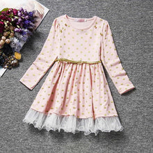 Load image into Gallery viewer, Dot Long Sleeve Dress For Girls Clothing Child Costume Baby Girl Clothing Teenager School Daily Wear Sashes Kids Casual Clothes