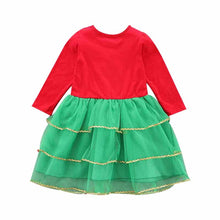 Load image into Gallery viewer, New Baby Girl Clothes Dress For Girls Autumn Christmas Tree Print Holiday Children Clothing Party Tulle Kids Costume New Year