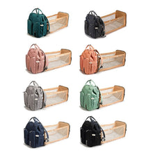 Load image into Gallery viewer, Baby Infant Nappy Changing Bag Portable Large Capacity Folding Crib Diaper Backpack Stroller Straps Pad for Travel Outdoor 28GD