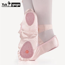 Load image into Gallery viewer, Ballet Dance Silk Dancing Shoes Pointe With Ribbon For Children Kids Girls Women Soft Flats Shoes Comfortable Fitness Slippers