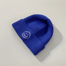 Load image into Gallery viewer, Baby Hat Solid Color Boy Girl Cartoon Smile Embroidery Winter Kids Knitted Hats Children  Warm Beanies Child Caps For Babies