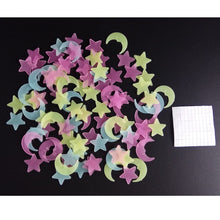 Load image into Gallery viewer, 100Pcs/set Night luminous Moon Star Stickers Light Up Glow In The Dark for Baby Kids Bedroom Decor Xmas Halloween Birthday Gift
