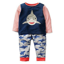 Load image into Gallery viewer, Boys Set with Animal Applique Sweatshirt+Pants Autumn Winter Children Clothing Sets Kids Back to School Outfit Baby Boys Clothes