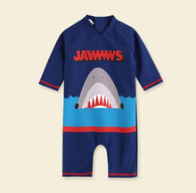 Load image into Gallery viewer, Swimwear Baby Kids Long Sleeve Blue Fish Baby Boy Swimwear Suits One Piece Swimsuit Baby Swimsuit Bathing Suits 80-130cm Baby