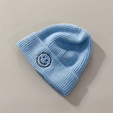 Load image into Gallery viewer, Baby Hat Solid Color Boy Girl Cartoon Smile Embroidery Winter Kids Knitted Hats Children  Warm Beanies Child Caps For Babies