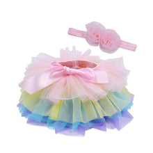 Load image into Gallery viewer, Baby girl tutu skirt 2pcs tulle lace bloomers diaper cover Newborn infant outfits  Mauv headband flower set Baby mesh bloomer